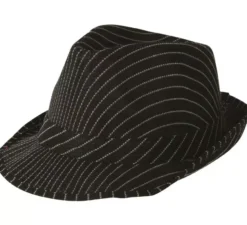 Cappello da gangster nero a righe bianche