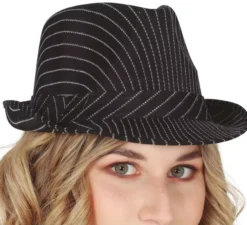 Cappello da gangster nero a righe bianche