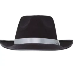 Cappello da gangster nero con nastro bianco