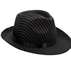 Cappello da gangster nero con strisce bianche