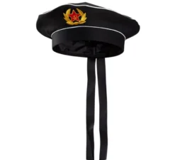 Cappello da marinaio russo nero con stemma