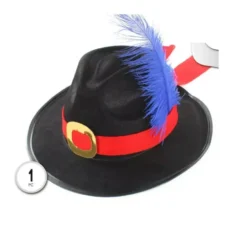 Cappello da moschettiere con piuma blu per bambino
