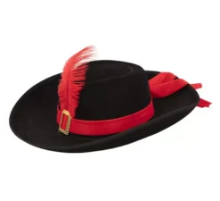 Cappello da moschettiere nero adulto 39x33x10 cm