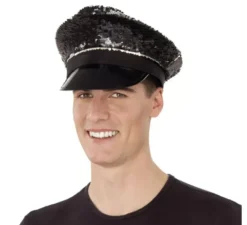 Cappello da poliziotto nero con paillette