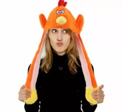 Cappello da pollo con orecchie mobili e luce