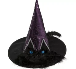 Cappello da strega con occhi e coda di gatto