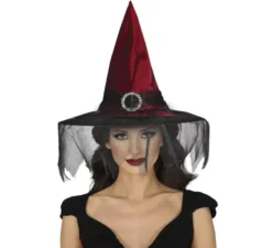 Cappello da strega marrone con velo
