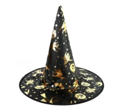 Cappello da strega nero con stampa oro 30x40 cm