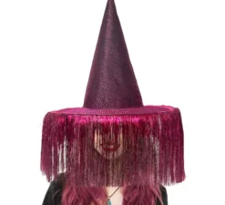 Cappello da strega viola con frange
