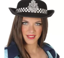 Cappello della polizia nero con targa