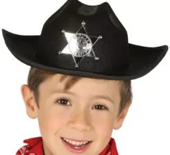 Cappello di feltro nero da sceriffo per bambini