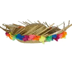 Cappello di paglia con fiori tropicali