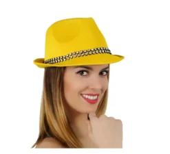 Cappello ganster giallo con banda luminosa
