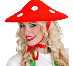 Cappello in feltro a forma di fungo rosso