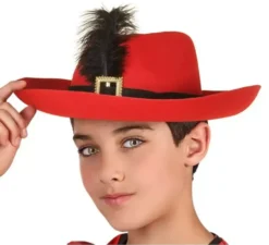 Cappello rosso moschettiere bambino