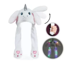 Cappello unicorno bianco con orecchie con luce e movimento