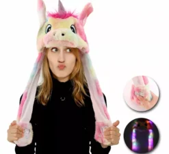Cappello unicorno con orecchie mobili e luce