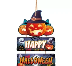 Cartello in legno Happy Halloween 36x23 cm