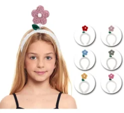 Cerchietto con fiori imbottiti per bambini in colori assortiti