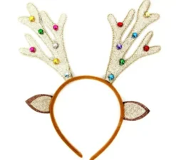 Cerchietto con renna con campanellini e glitter