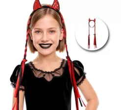 Cerchietto da diavolo con due trecce per bambini