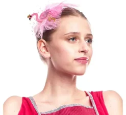 Cerchietto da flamenco con piuma rosa