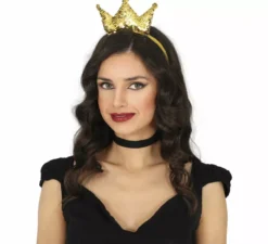 Cerchietto da principessa con paillettes dorate per adulto