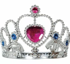 Cerchietto da principessa in argento con cuore rosa