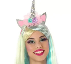 Cerchietto da unicorno con Fiori e orecchie rosa