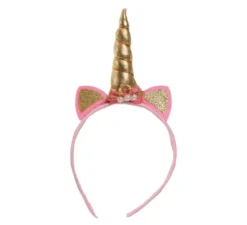Cerchietto di unicorno con corno e orecchie dorate