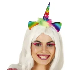 Cerchietto di Unicorno con corno e orecchie multicolori