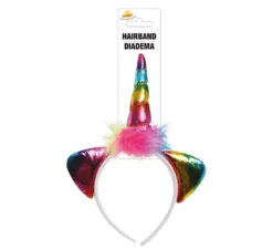 Cerchietto di Unicorno con corno e orecchie multicolori