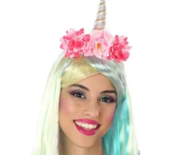 Cerchietto di Unicorno con fiori rosa