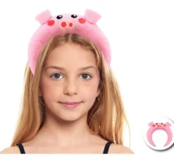 Cerchietto per capelli con maialino di peluche per bambini