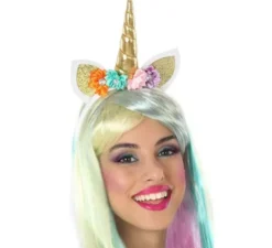 Cerchietto Unicorno con Orecchie e Fiori