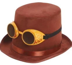 Cilindro marrone steampunk con occhiali