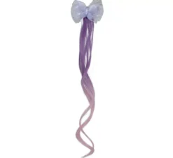 Ciocca di capelli lilla con farfalla, 35 cm
