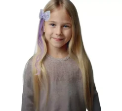 Ciocca di capelli lilla con farfalla, 35 cm
