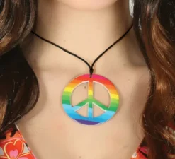 Ciondolo Hippie con simbolo della pace multicolore
