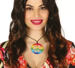 Ciondolo Hippie con simbolo della pace multicolore