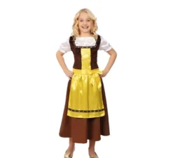 Classico costume bavarese marrone e giallo per bambina