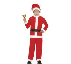 Classico costume da Babbo Natale con cappello e cintura per bambino