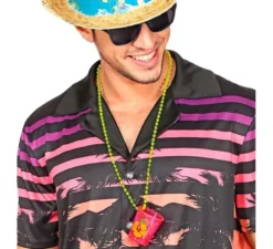 Collana con bicchierino rosa neon e fiori