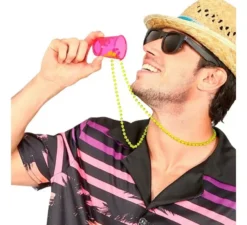 Collana con bicchierino rosa neon e fiori
