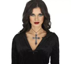 Collana con croce gotica grigia da 21 cm