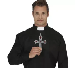 Collana con croce gotica grigia da 21 cm
