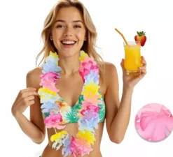 Collana con fiori hawaiani multicolori da 90 cm