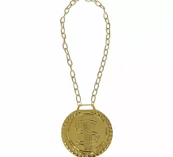 Collana con medaglione dollaro metallico da 11 cm