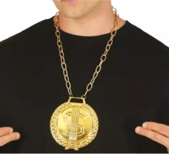 Collana con medaglione dollaro metallico da 11 cm