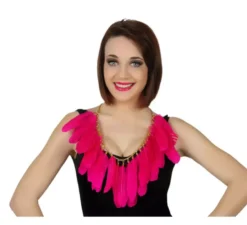 Collana con piume rosa